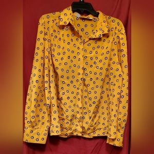 Josephine yellow bullseye blouse (has tiny hole and missing cuff buttons)